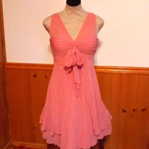 Flowing pink sheer and satin dress